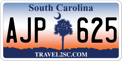 SC license plate AJP625