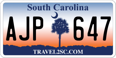 SC license plate AJP647