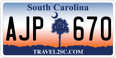 SC license plate AJP670