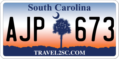 SC license plate AJP673