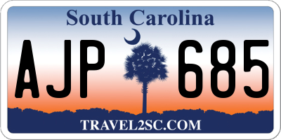 SC license plate AJP685