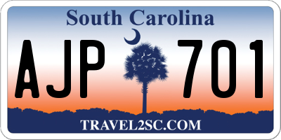 SC license plate AJP701