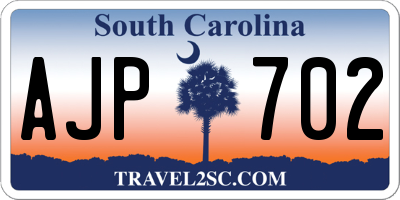 SC license plate AJP702