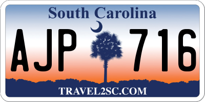 SC license plate AJP716