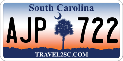 SC license plate AJP722