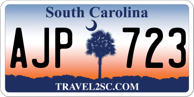 SC license plate AJP723