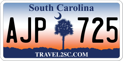 SC license plate AJP725