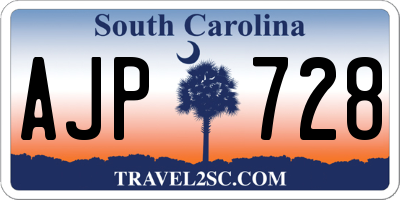 SC license plate AJP728