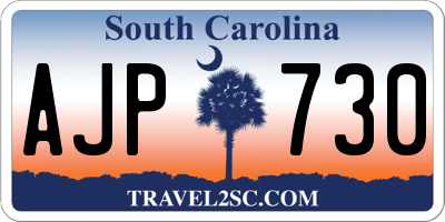 SC license plate AJP730