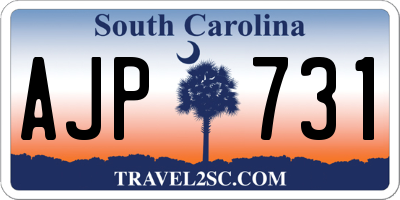 SC license plate AJP731
