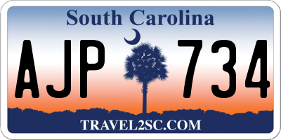 SC license plate AJP734