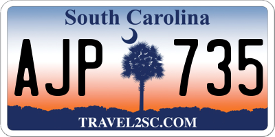 SC license plate AJP735