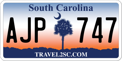 SC license plate AJP747