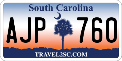 SC license plate AJP760