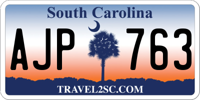 SC license plate AJP763