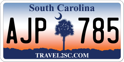 SC license plate AJP785