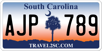 SC license plate AJP789