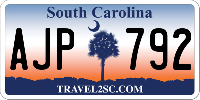 SC license plate AJP792
