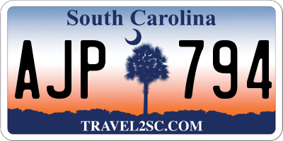 SC license plate AJP794