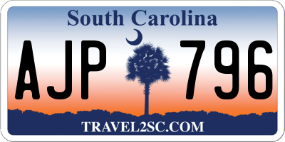 SC license plate AJP796
