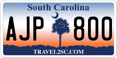 SC license plate AJP800