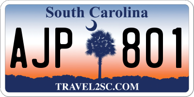 SC license plate AJP801