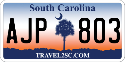 SC license plate AJP803