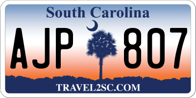 SC license plate AJP807