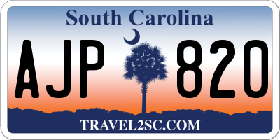 SC license plate AJP820
