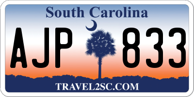 SC license plate AJP833