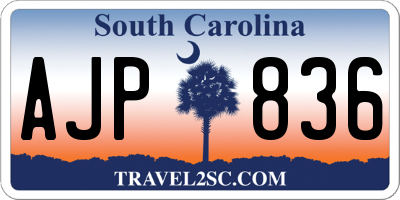SC license plate AJP836
