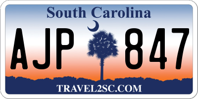 SC license plate AJP847