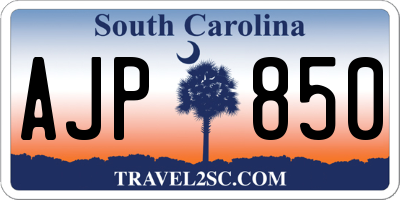 SC license plate AJP850