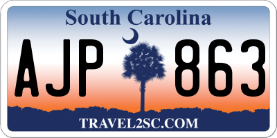 SC license plate AJP863