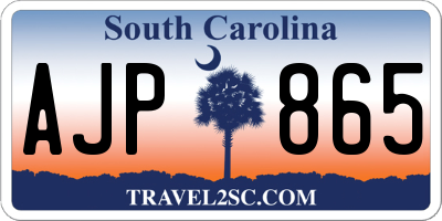 SC license plate AJP865