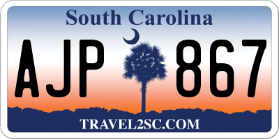 SC license plate AJP867