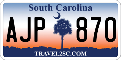 SC license plate AJP870