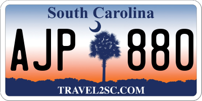 SC license plate AJP880