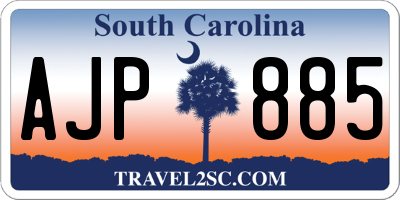 SC license plate AJP885