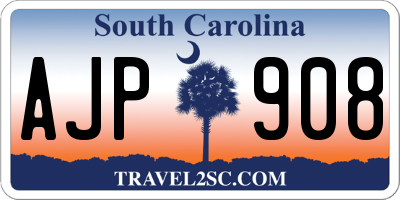 SC license plate AJP908