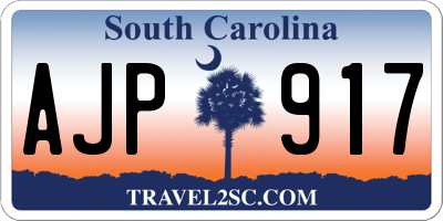 SC license plate AJP917