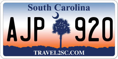 SC license plate AJP920