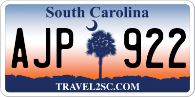 SC license plate AJP922