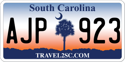 SC license plate AJP923