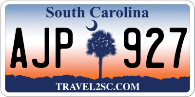 SC license plate AJP927