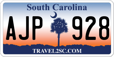 SC license plate AJP928