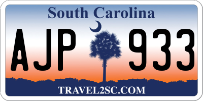 SC license plate AJP933