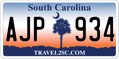 SC license plate AJP934
