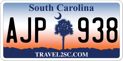 SC license plate AJP938