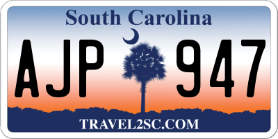 SC license plate AJP947